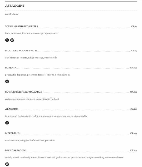 Menu of Pizzeria Libretto photo4