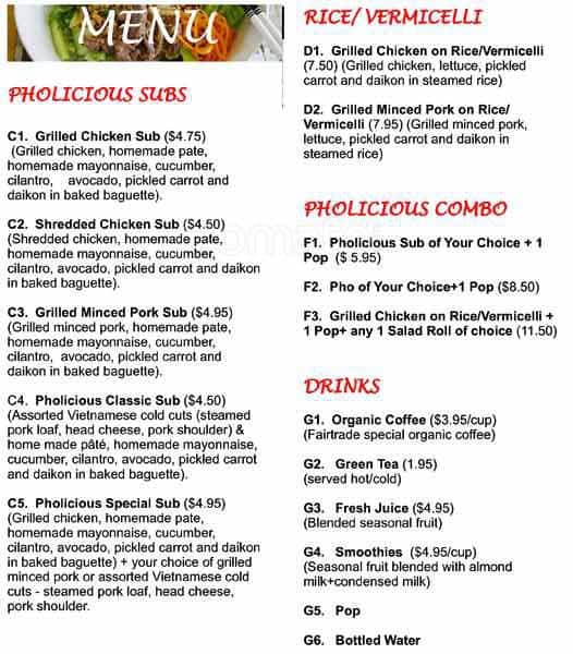 Menu of Pholicious photo3