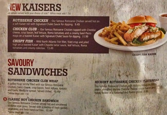 Menu of Swiss Chalet Express photo3