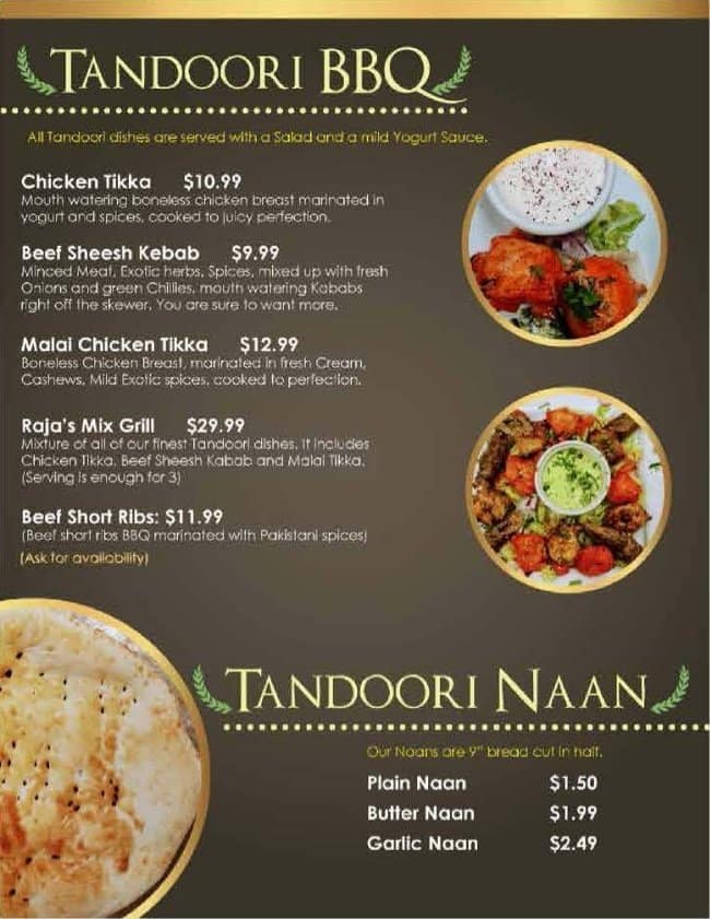 Menu of Raja Foods East Indian & Pakistani Restaurant photo2