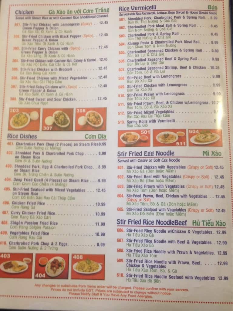 Menu of Saigon Passion Vietnamese photo4