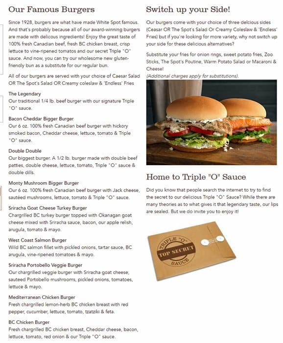 Menu of White Spot photo9