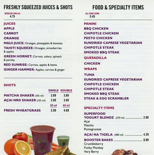 Menu of Booster Juice photo4
