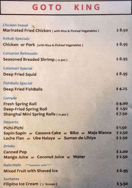 Menu of Goto King photo3