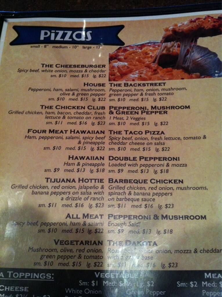 Menu of Backstreet Pub and Pizza photo3