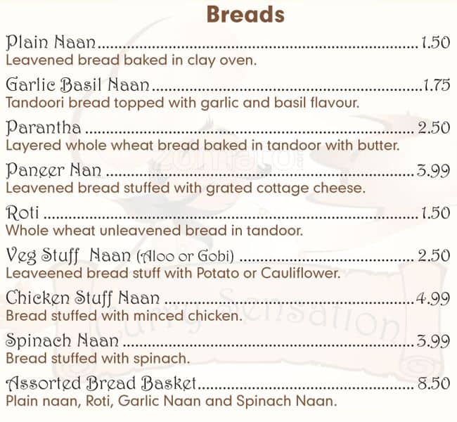 Menu of Curry Sensation photo3