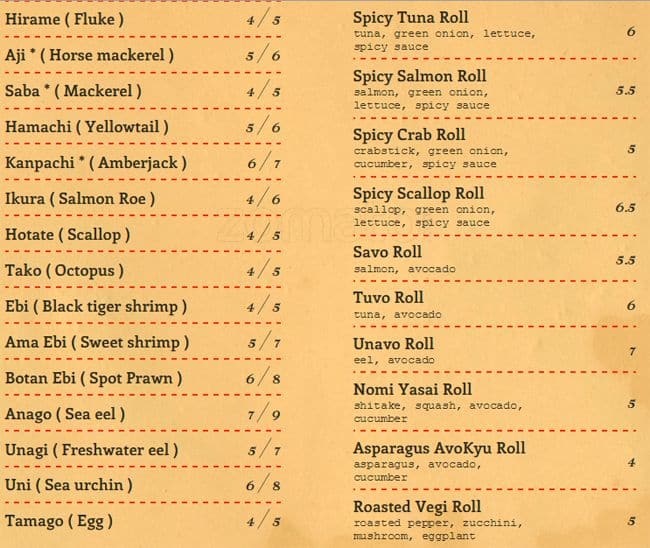 Menu of Sushi Nomi photo3