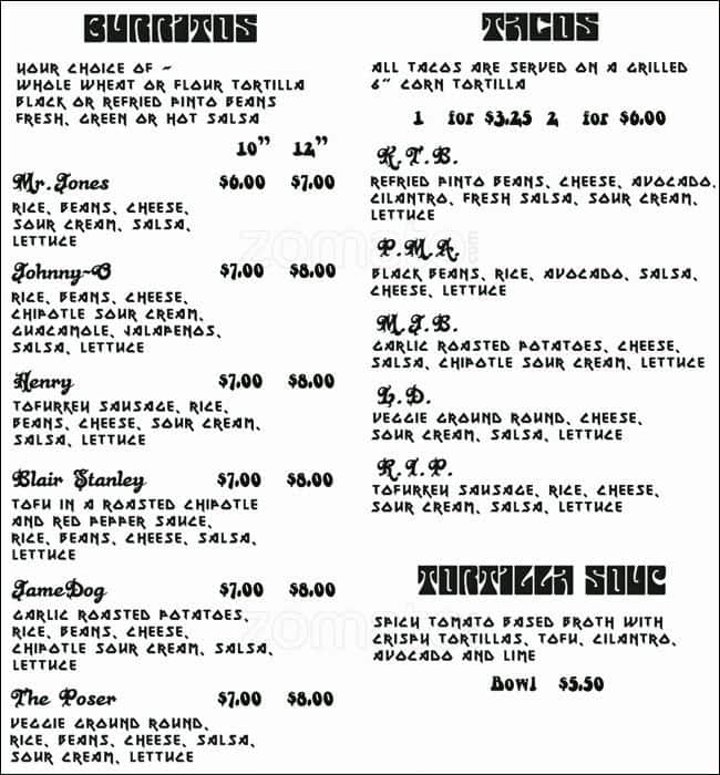 Menu of Budgie’s Burritos photo2