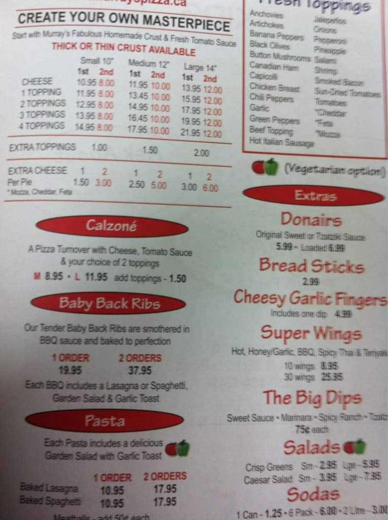 Menu of Murray’s Pizza photo3