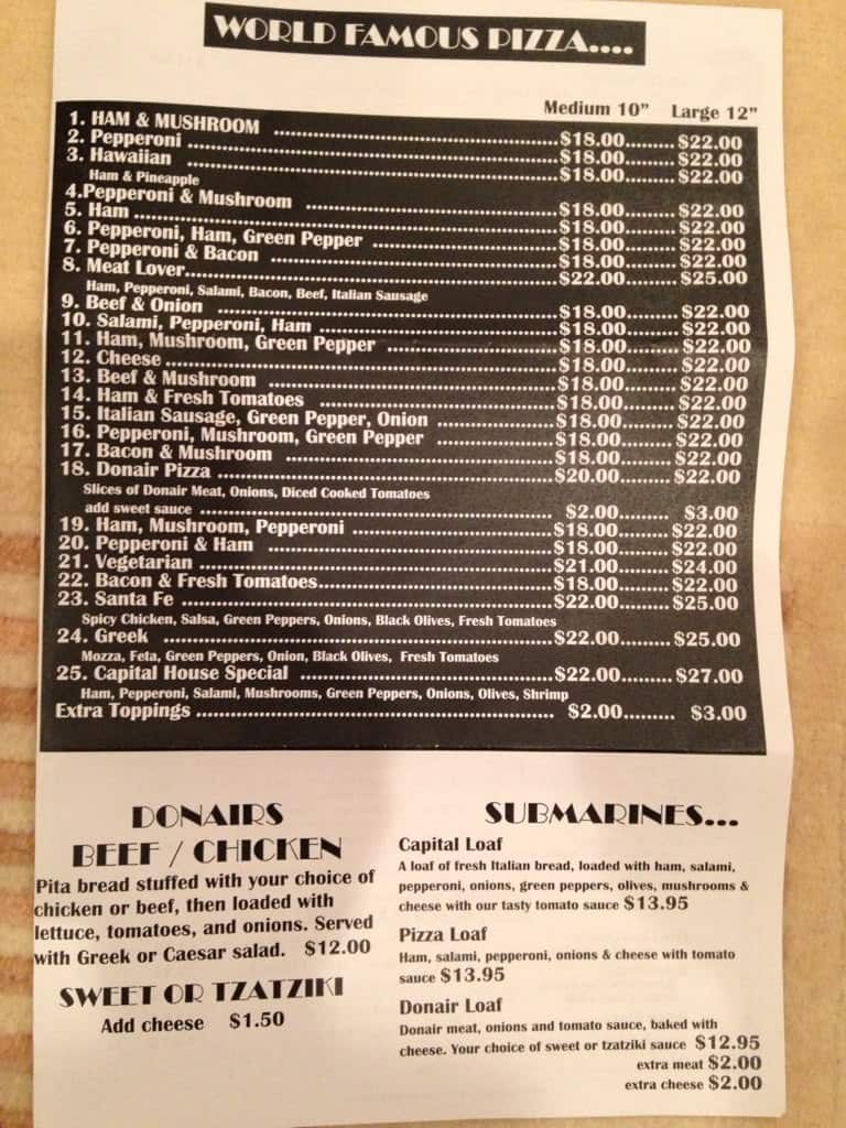 Menu of Capital Pizza & Steakhouse photo3