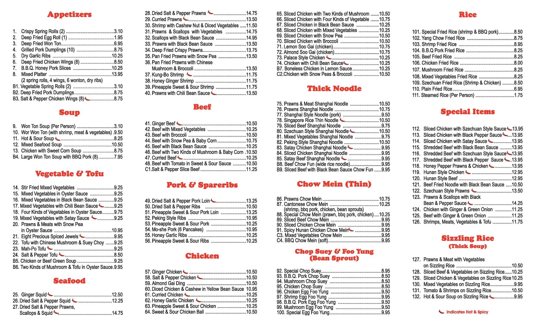 Menu of A&P Chinese Food Express photo3