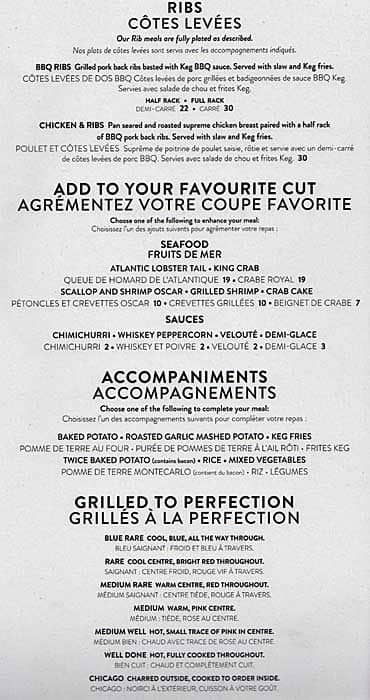 Menu of The Keg photo4