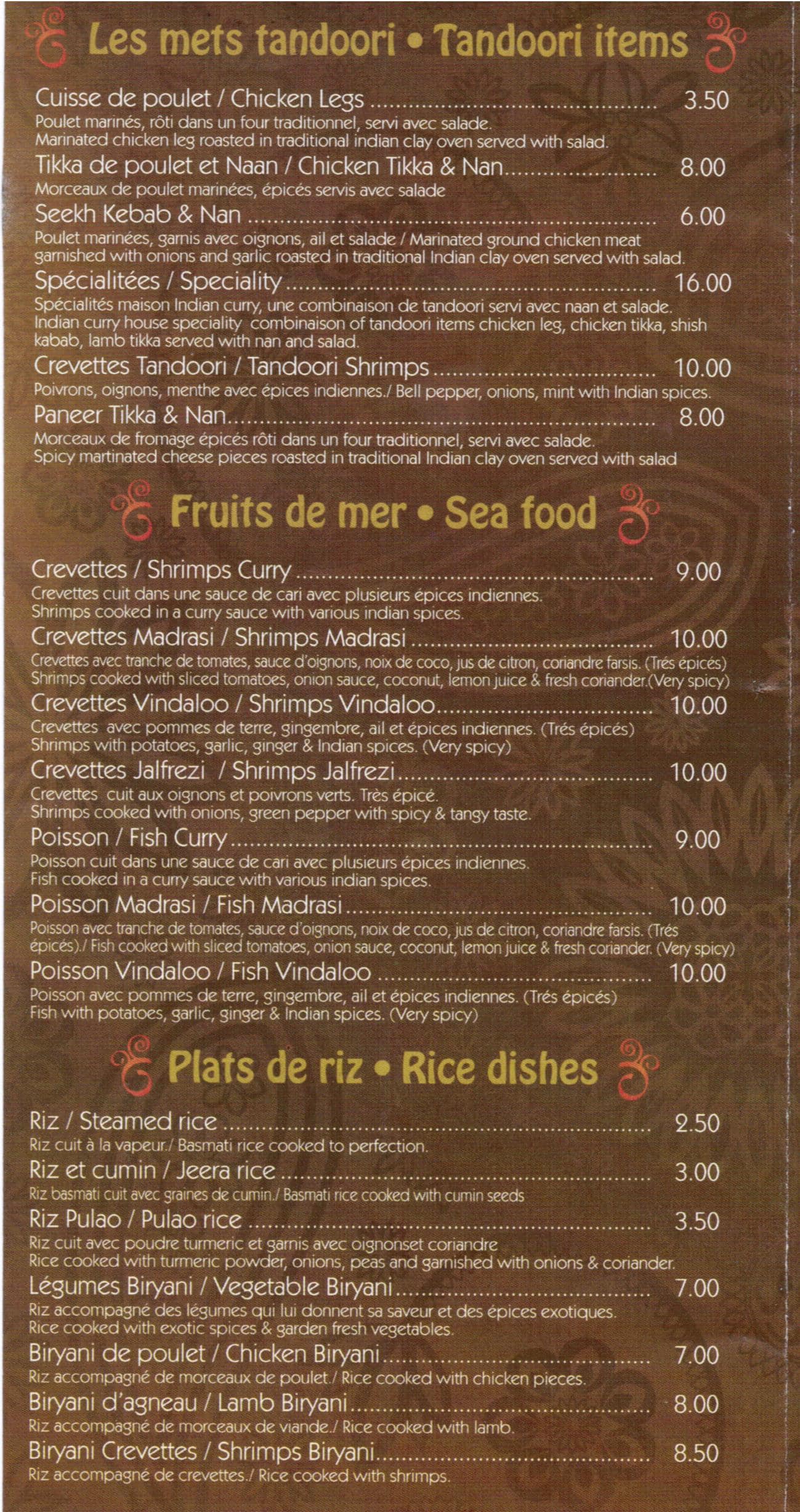 Menu of Palais D’Ajit photo6