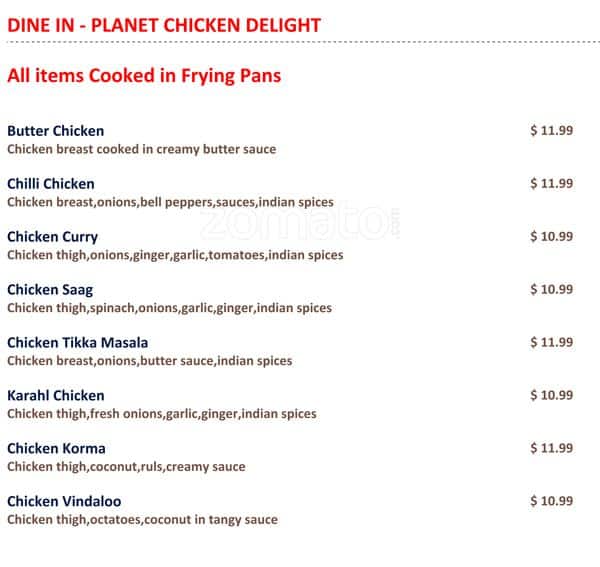 Menu of Planet India Restaurant photo5
