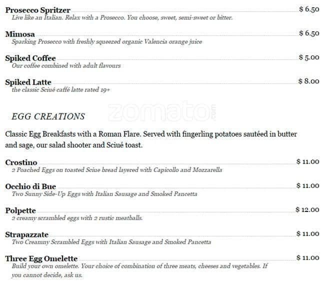 Menu of Sciue photo14