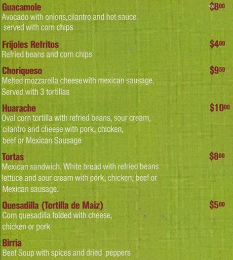 Menu of Rebozos photo2