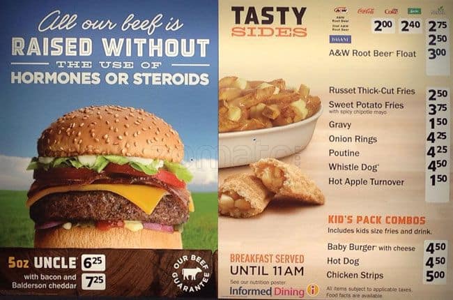 Menu of A&W photo4