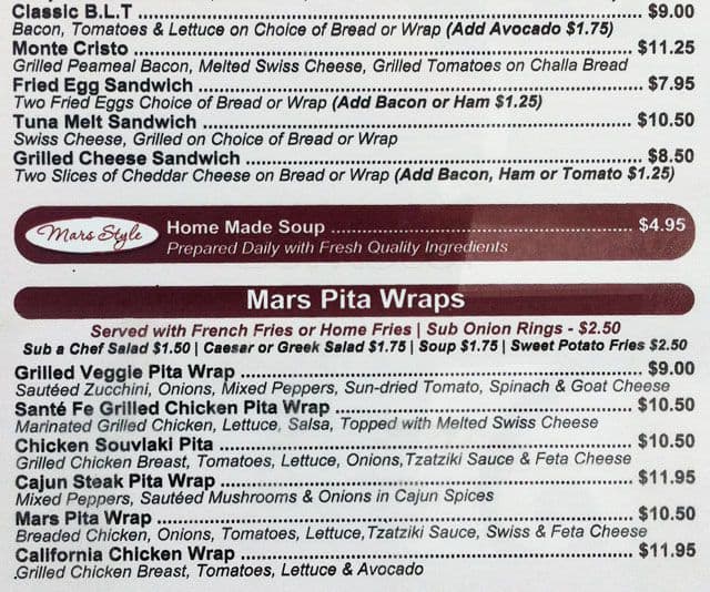 Menu of Mars Beach Diner photo7