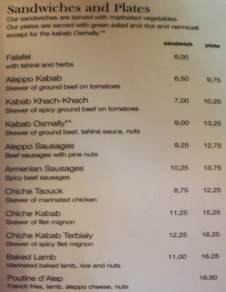 Menu of Le Petit Alep photo6