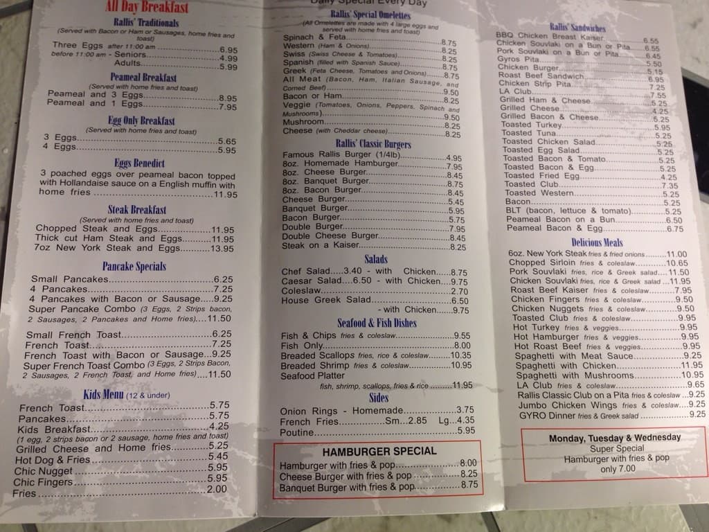 Menu of Rallis Burger Family Restaurant photo2