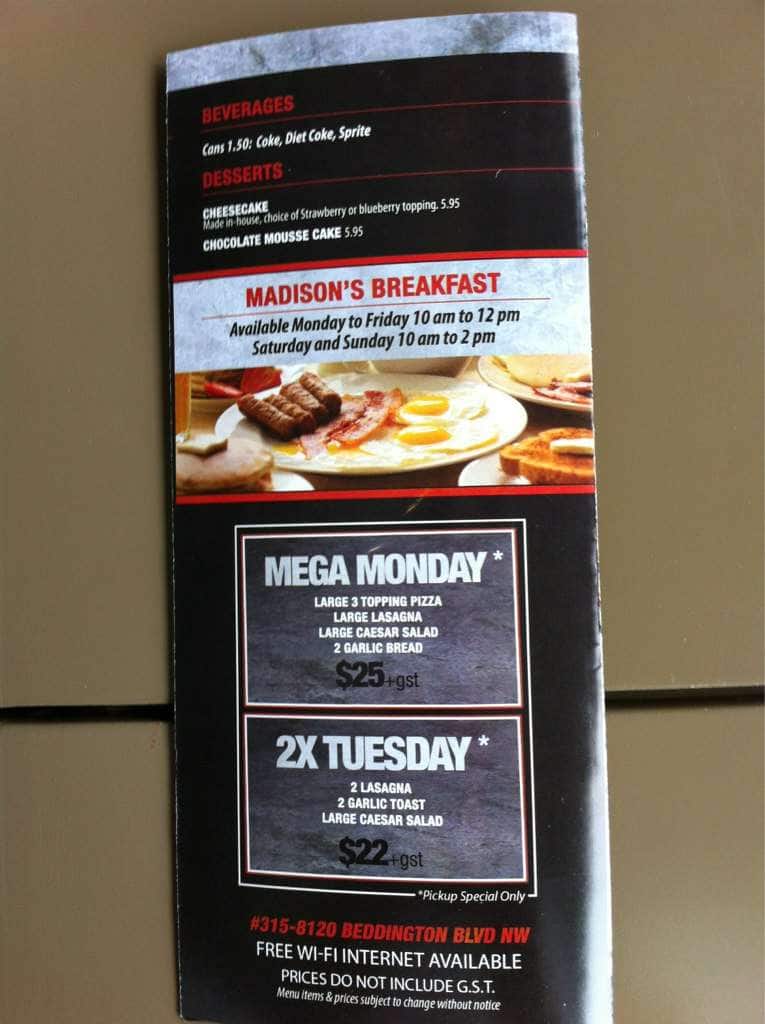 Menu of Madison’s Restaurant & Bar photo8