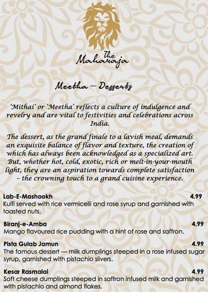 Menu of The Maharaja photo11