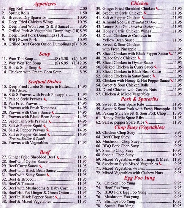Menu of Dragon Garden photo2