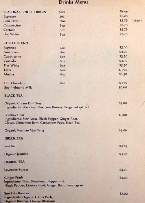 Menu of Rocanini Coffee Roasters photo4