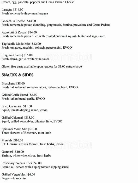 Menu of Modo Mio photo4