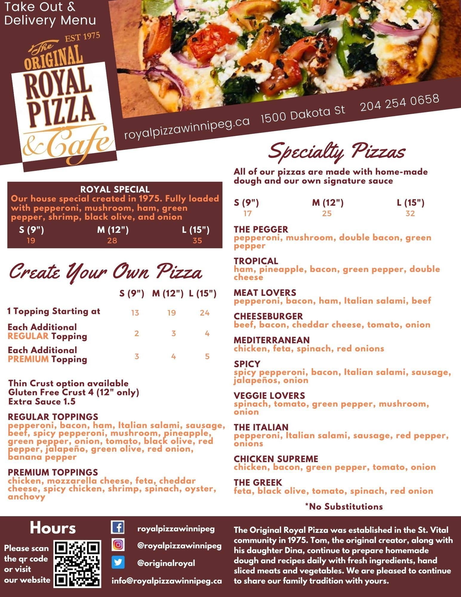 Menu of The Original Royal Pizza photo2