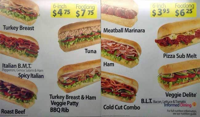 Menu of Subway photo4
