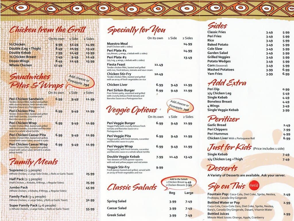 Menu of Barcelo’s Flame Grilled Chicken photo2