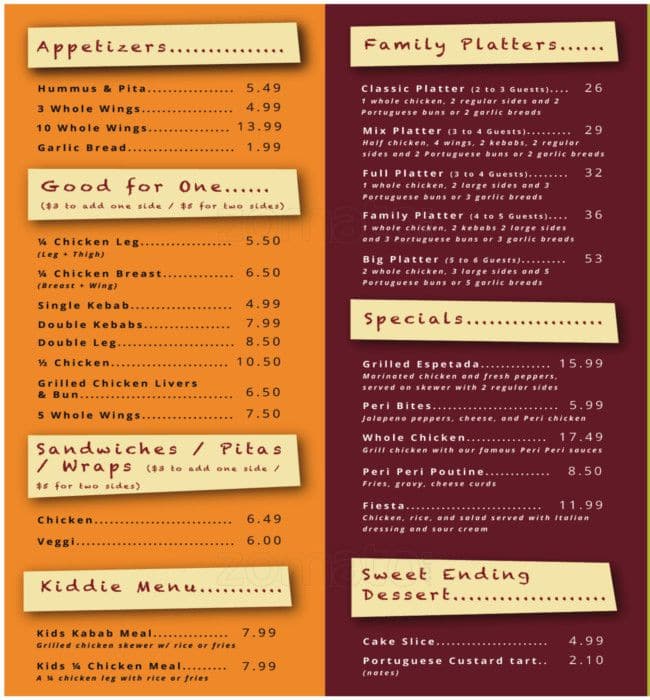 Menu of Grillado’s Poulet Grillé Peri Peri photo2