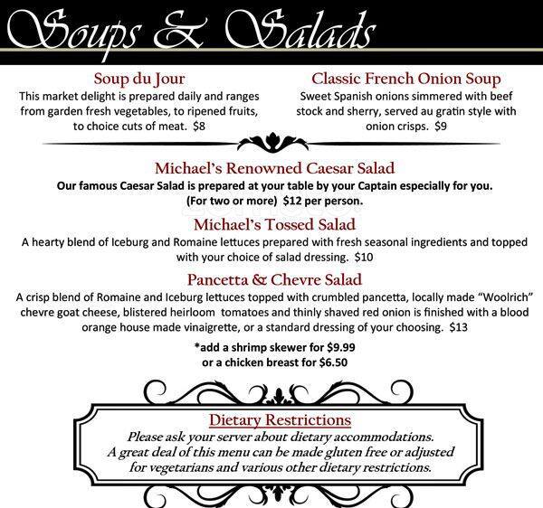 Menu of Michael’s on the Thames photo3
