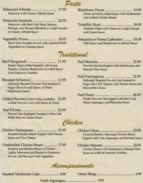 Menu of Blackhorn Steakhouse photo3