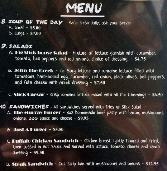 Menu of Big Slick Tap And Grill photo3