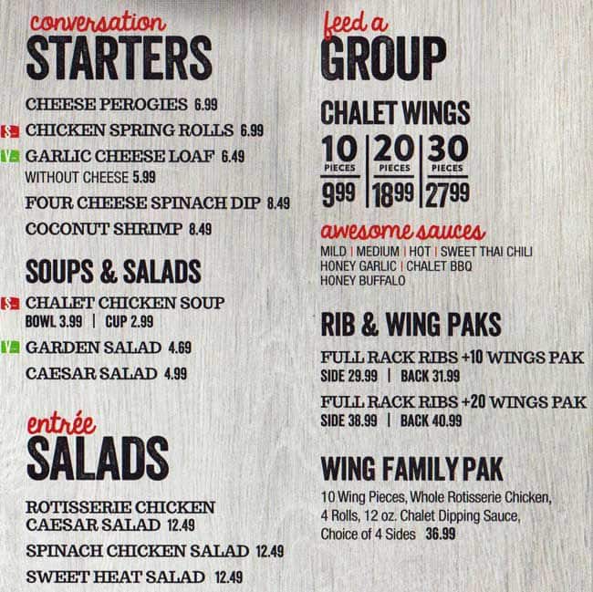 Menu of Swiss Chalet photo2