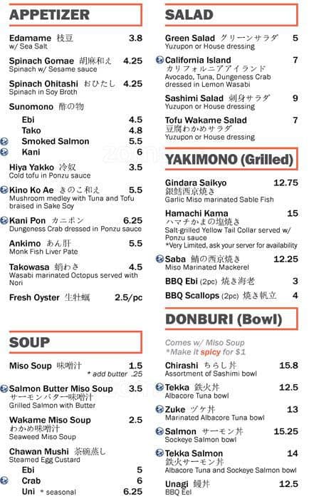 Menu of Tsuki Sushi Bar photo2