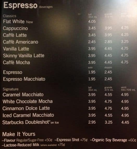 Menu of Starbucks photo2