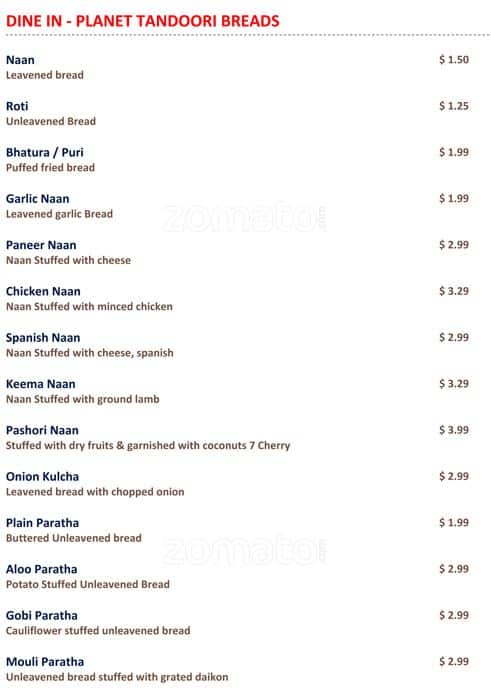 Menu of Planet India Restaurant photo10