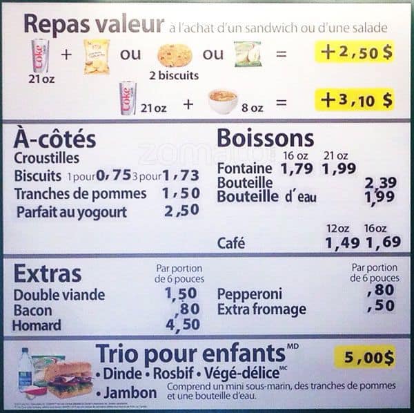 Menu of Subway photo7