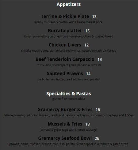 Menu of Gramercy Grill photo7