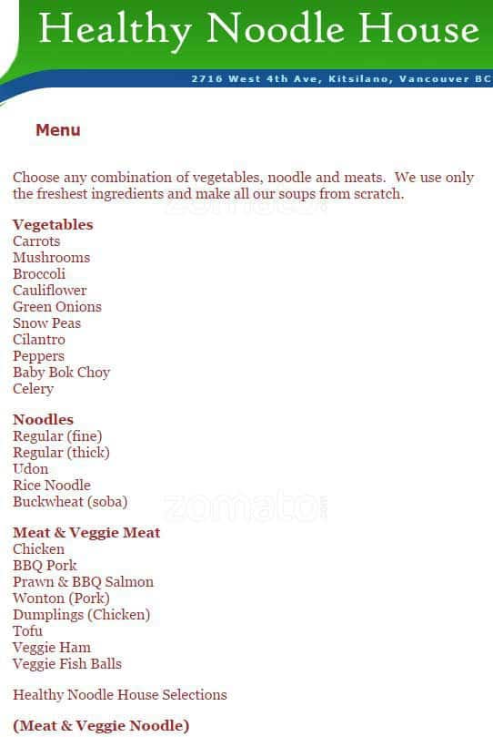Menu of Healthy Noodle House photo2