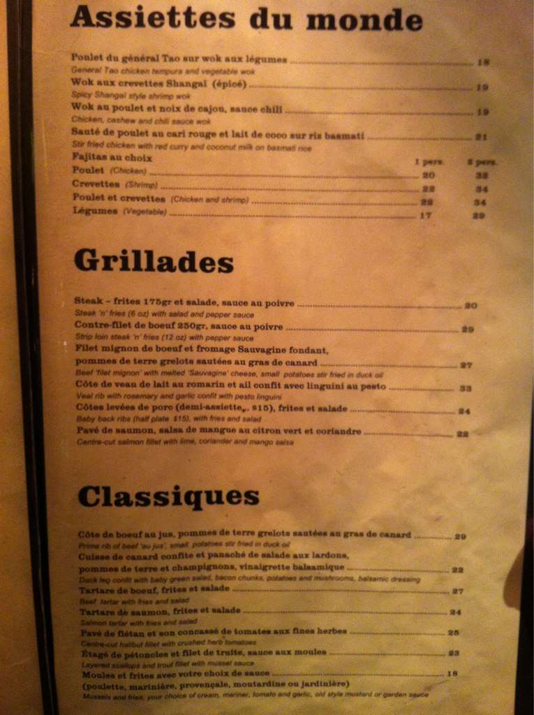 Menu of Pub le D’Orsay photo4