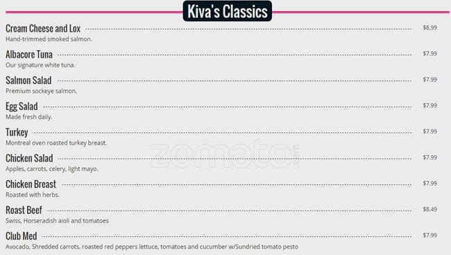 Menu of Kiva’s Restaurant & Bakery photo12