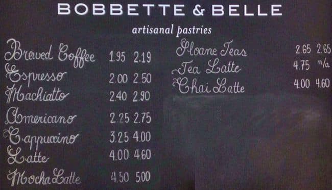 Menu of Bobbette & Belle photo2