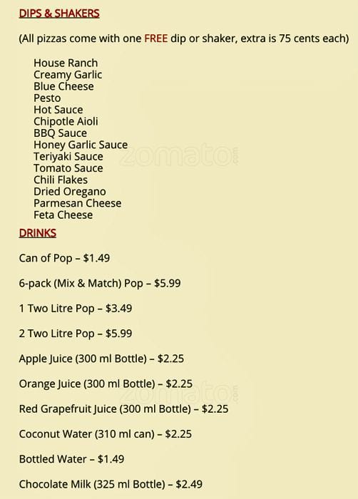 Menu of East Van Pizza photo12