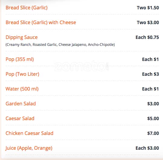 Menu of Millcreek Pizza Ltd. photo2