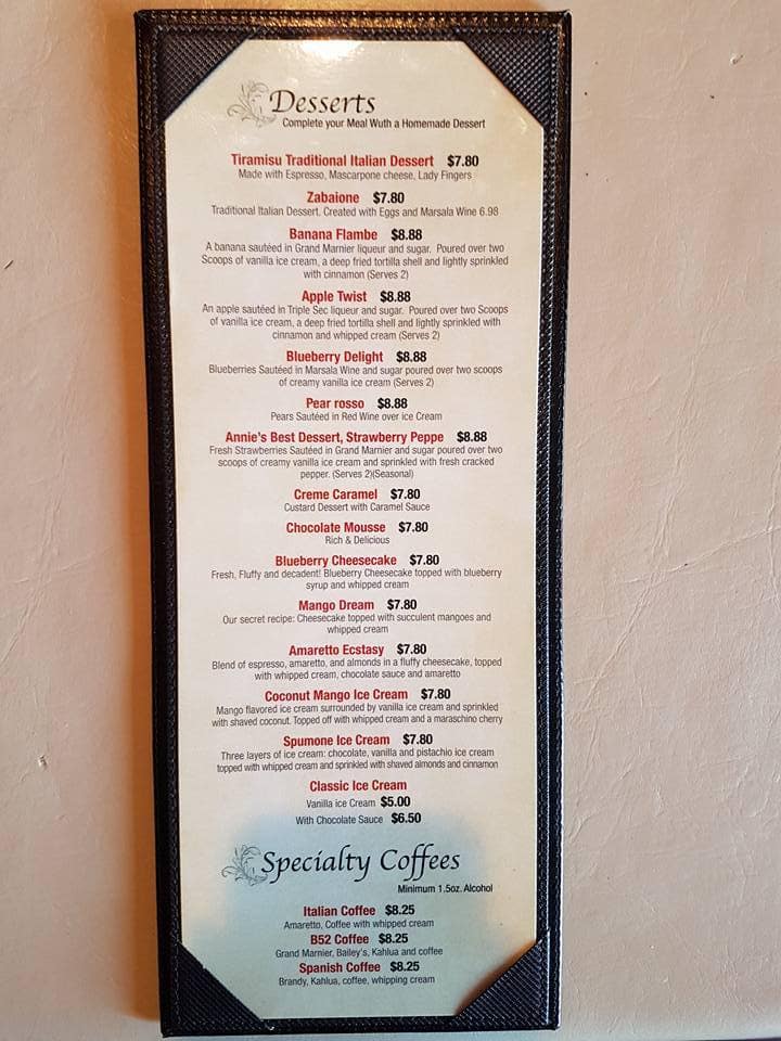 Menu of La Viena Italian Restaurant & Lounge photo7