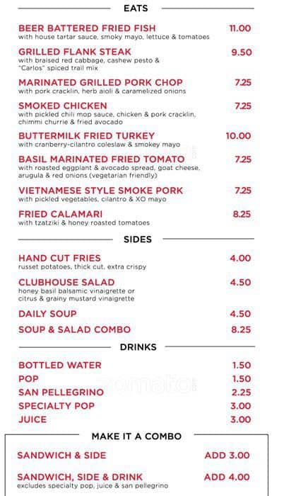 Menu of The Clubhouse Sandwich Shop photo2